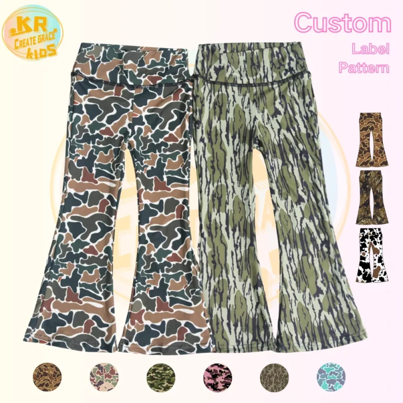 KERUI High Quality Children Baby Girls Fall Season Hunting Camouflage Yoga Pants Girls Sports Pants Baby Fashion Long Soft Pants