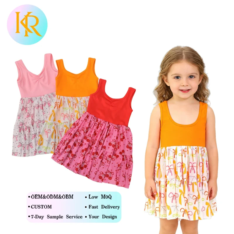 Kerui Girls Sports Custom Logo Kids Activewear Sleeveless Mesh Yoga Dress Twirl Girls Tutu Summer Golf Sports Dress