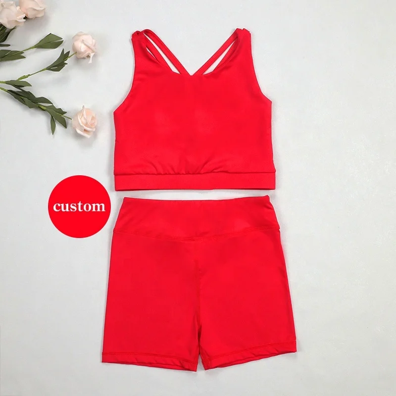 Kerui Adults Girls Sports Summer Tennis Custom Kids Sportswear Girls 2025 New Style Nylon Red Tanks Biker Shorts Clothing - Image 2