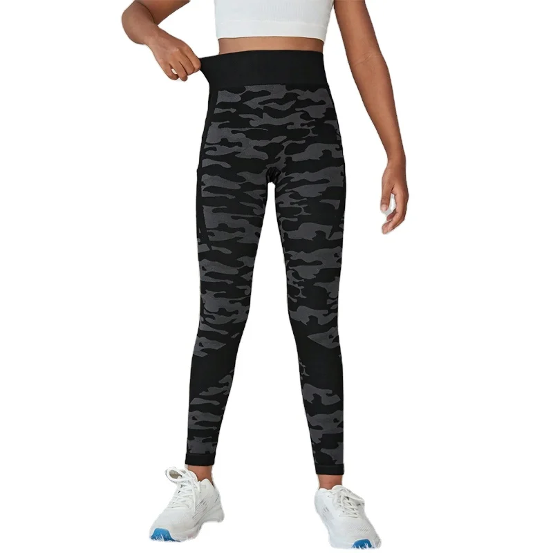 New Little Girl Gym Running Training Sportswear Seamless Scrunch Back Fitness Yoga Active Leggings