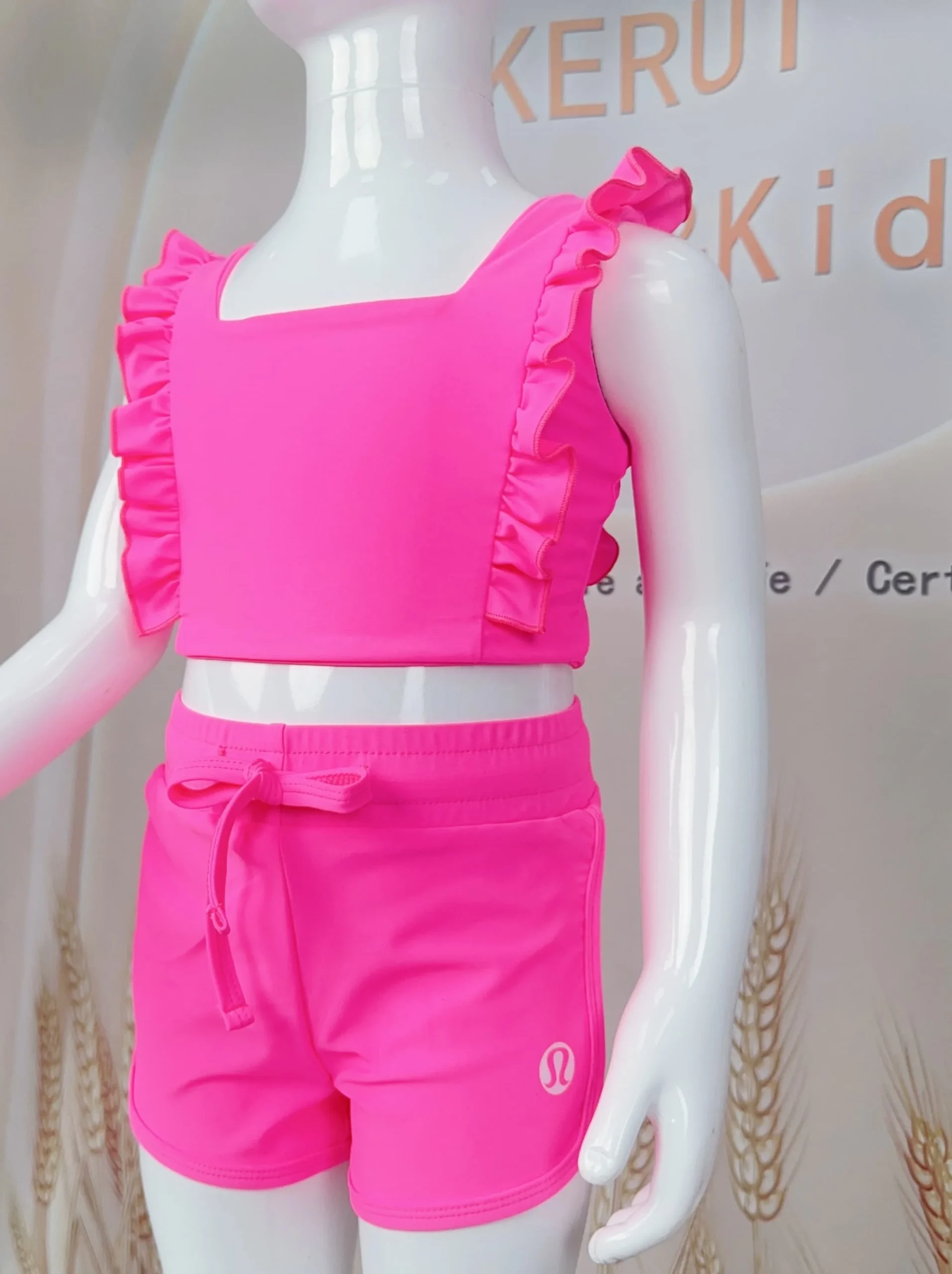 KERUI Youth Girls Yoga Fitness Athletic Shorts with Drawstring Baby Girls Yoga Shorts Girls Tights Bike Shorts - Image 2