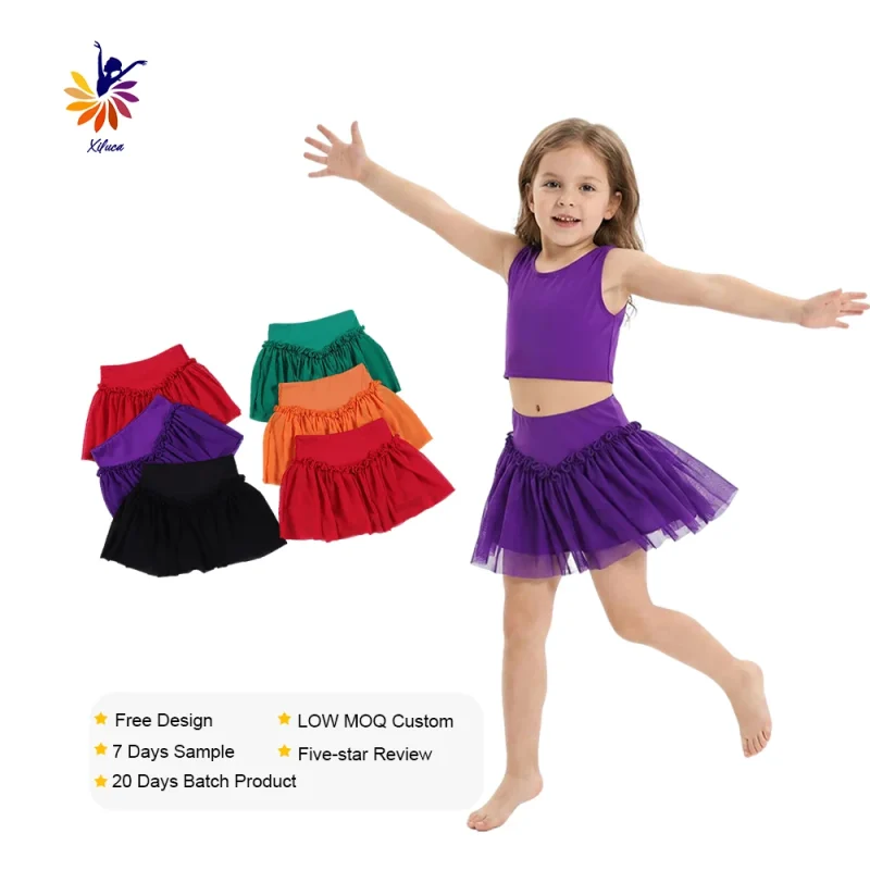 Girls Yoga Mesh Skirt Built-in Shorts Custom Print Fashion Sports Wear Customizable