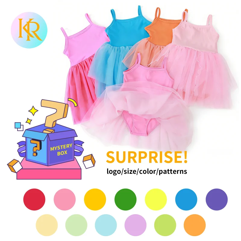 Blind Box Spring-Ready Girls Yoga Solid Sleeveless With Lace Embroidery Matching Yoga Dress Custom Kids Yoga Dress