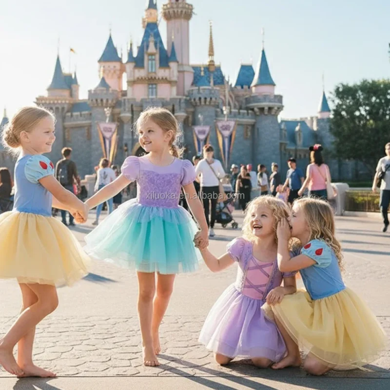 Girls Boutique Princess Dress Yoga Fabric Multi Layer Tulle Amusement Park Dance Wear Small Batch Custom