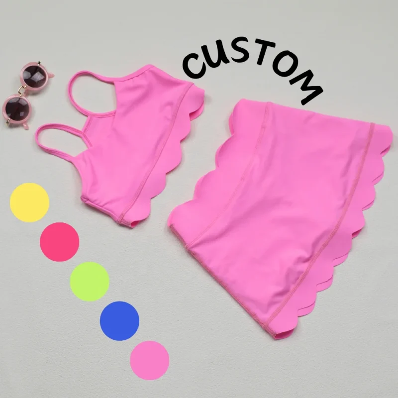 KERUI Wholesale Kids Yoga Tank Top Skirt 2 Piece Outfits Girls Yoga Outfits Infants 77% Nylon 23% Spandex Athletic Sets