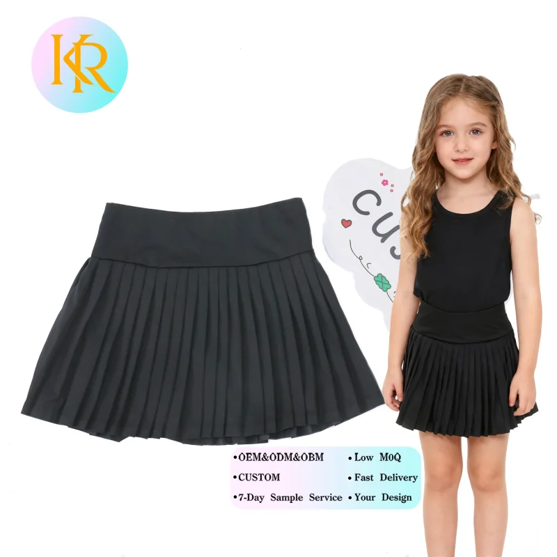 KERUI Girl's Summer Tennis Outfit Custom Logo Pleated Skirt Quick Dry Breathable Yoga Dress with Short
