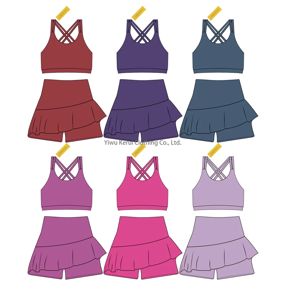 Premium children's yoga apparel in vibrant colors and soft fabrics, designed for B2B wholesale buyers seeking luxury activewear collections.