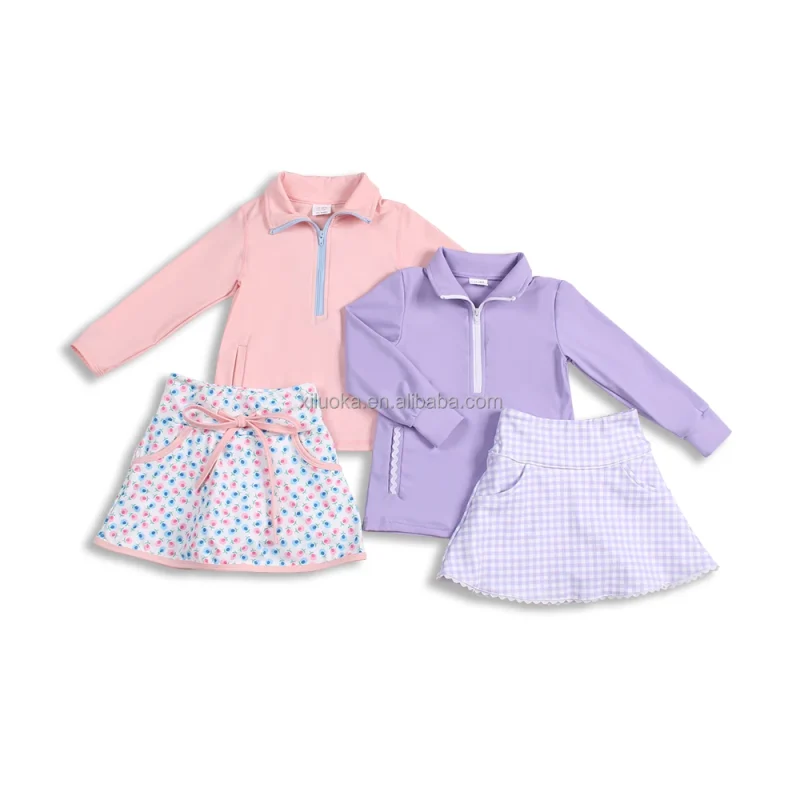 New Design Kids Sport Clothes Elastic Waistband Custom Print Soft Yoga Girls Clothing Sets