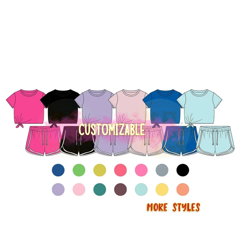 Kids Sports Wear Two Piece Set Cute Sportswear Customized Summer Running Fitness Yoga Set for Girls