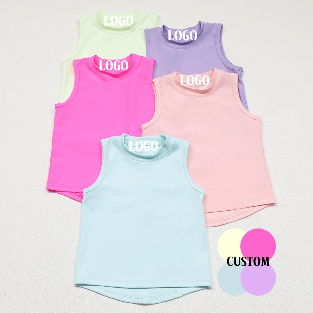 Kerui Kids Yoga Tops Baby Gym Infants Yoga Tanks Toddlers Girl Plain Breathable Sweat Absorbing Nylon Vest