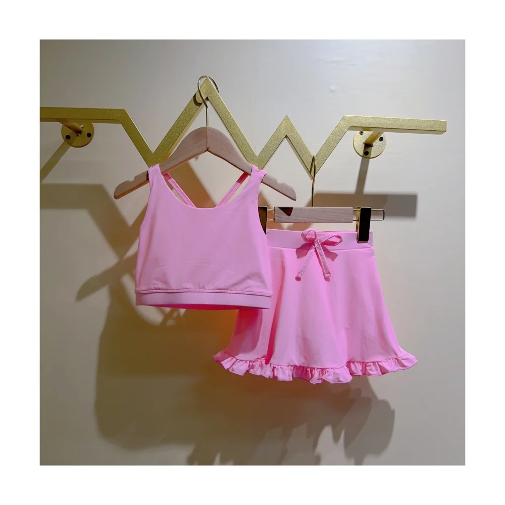Trendy Toddler Girl Training Bras+ 2in1 Skirts Youth Kids Tennis Butterfly Shorts Kids Skirts Gymnastics Clothing Set Girl - Image 2