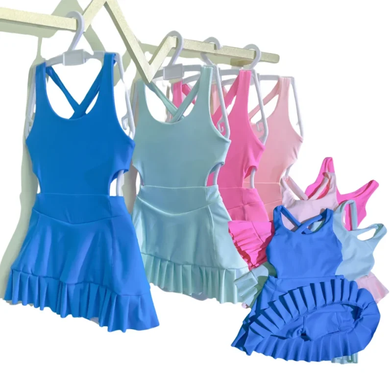 Wholesale Girls  Printed Golf Tennis Dress Wear Apparels Sports Skirts Badminton Lawn Tennis Sports Wear Tennis Dress