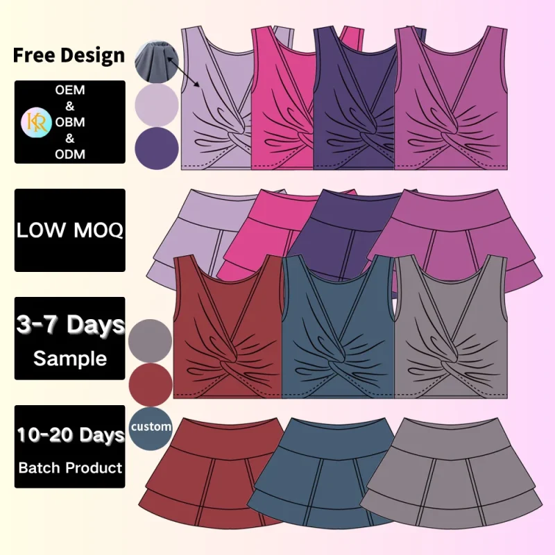 Kerui Manufacturer's Girls Sports Dress for Summer Fitness Clothing & Yoga Kids Activewear-Baby Girl Sports Apparel