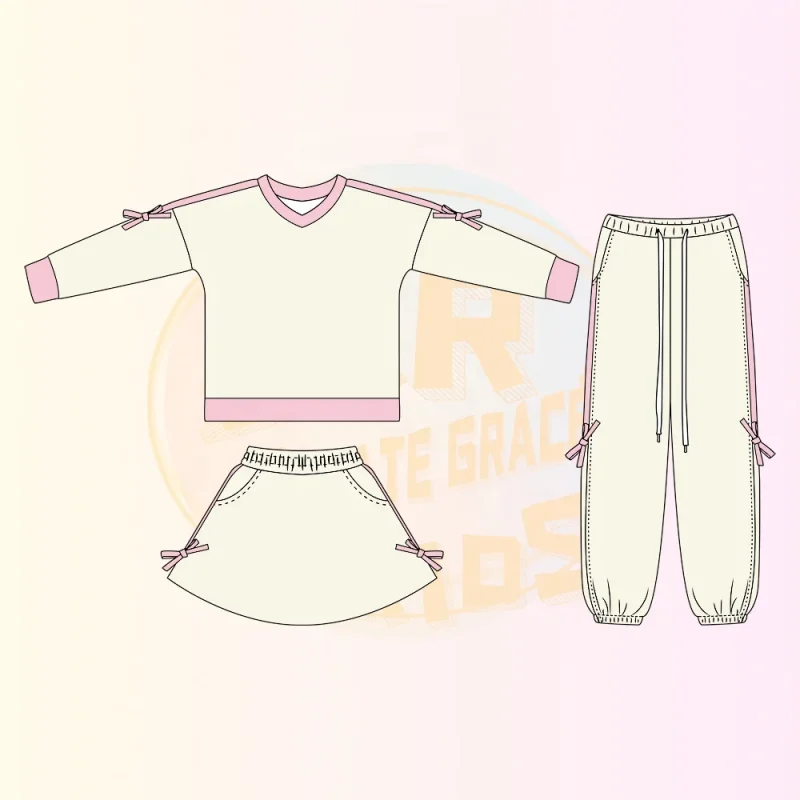 KERUI Hot Girls Solid Color Lace up Bow Sports Pants Kids Sportswear Girls Table Tennis Yoga Pants