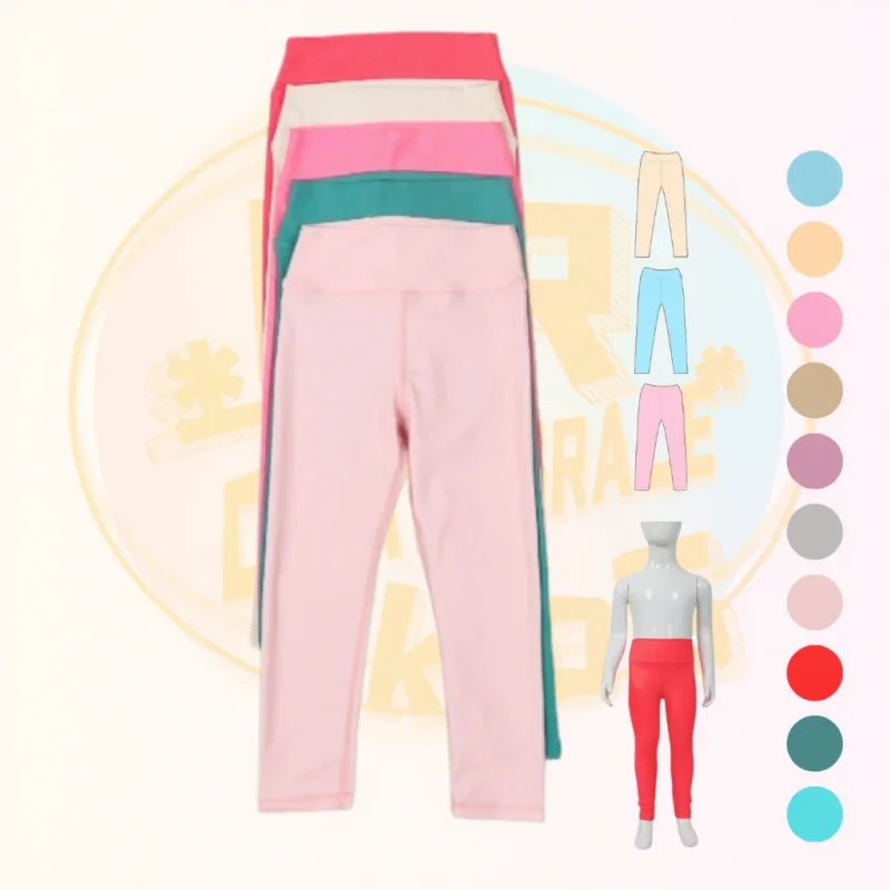 KERUI 2025 Girls' Yoga Pants Solid Color Sports Pants Children Casual  Streetwear High Waist Yoga Pants Long Sports Trousers