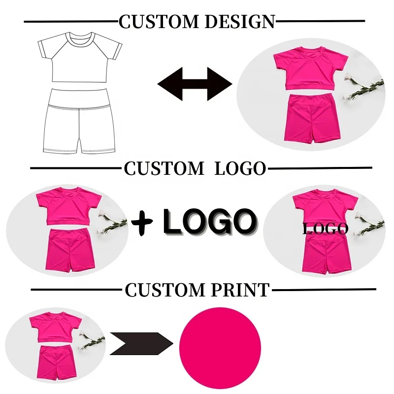 Kerui Woman Toddler Girls Active Wear Kids Tennis Clothing Set Custom Girls Sports Solid Color Short Sleeved Cycling Yoga Short - Image 3