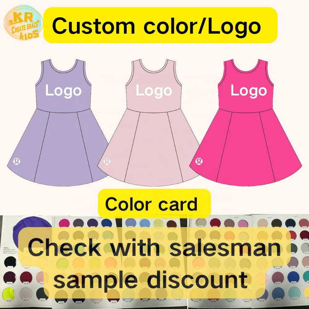 Custom Color Girls Plain Children Athletic Wear Teenager Fitness Yoga Training Dance Tennis Skirts for Kids - Image 2