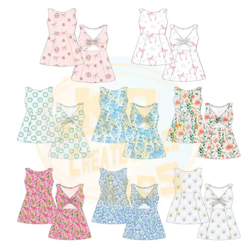 Summer Kids Girls Yoga Dress Set Customizable Color Sports Wearing Young Girls with Shorts Wholesale