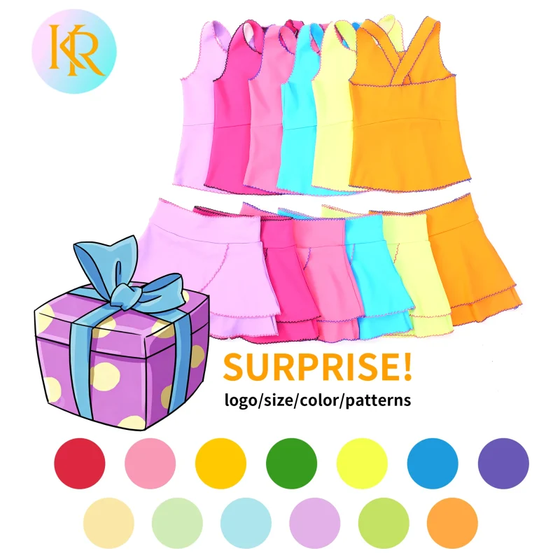 Blind Box Spring-Ready Girls Yoga Set Solid Long Sleeve With Lace Embroidery Matching Yoga Leggings Custom Kids Yoga Clothes