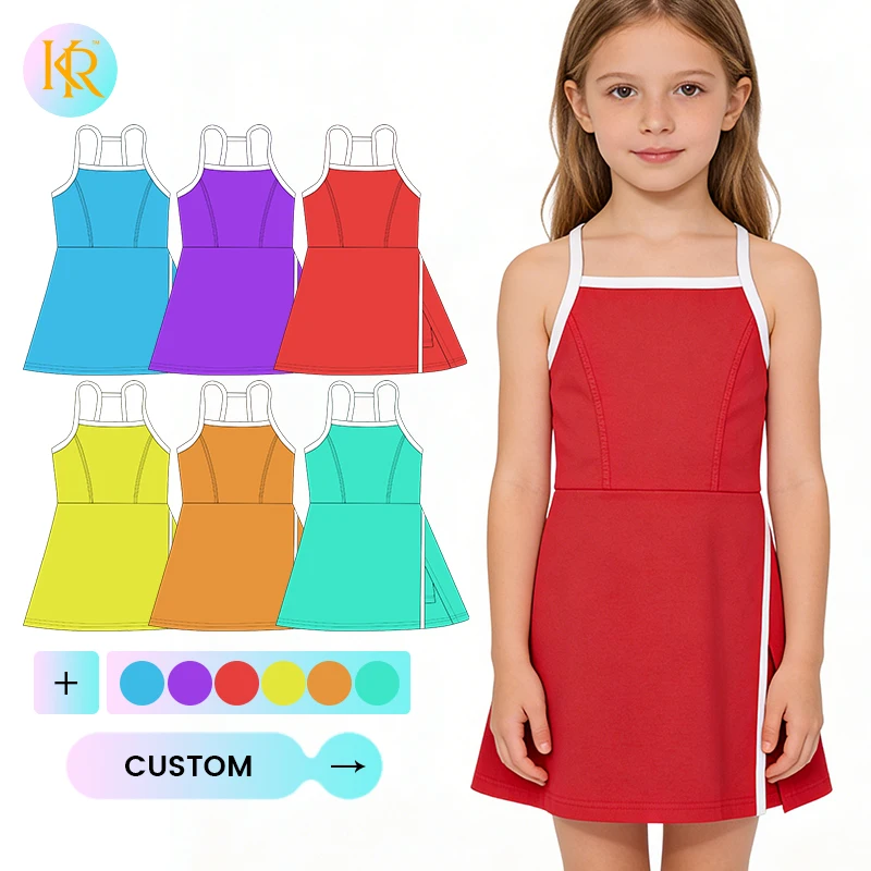 Kerui Summer Baby Girl Kids Dress Clothes Sports Fitness Yoga Wear Girls Sleeveless Custom Color Kids Dresses for Girls