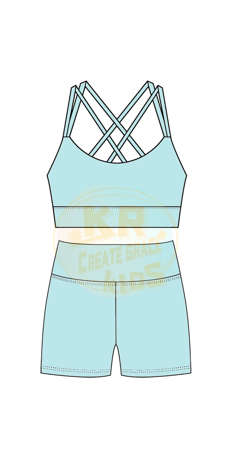 New Fashion Workout Sets Matching Yoga Outfits Bras Shorts 2 Piece Backless Yoga Sports Vest Shorts Sets for Kids - Image 5