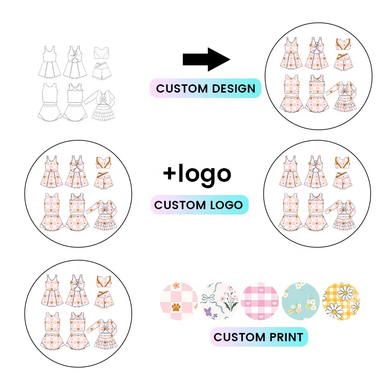 Kerui Girls Sports Custom Pattern Kid Gym Fitness Short Girls Summer Kids Yoga Set Girls Summer Dresses - Image 5