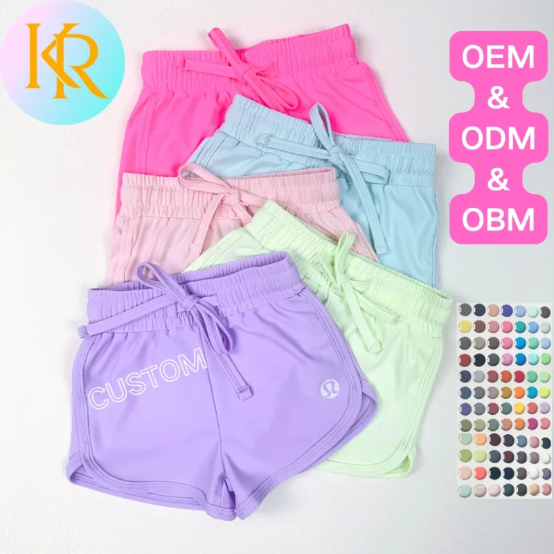 KERUI Girls Sports Fitness Running Yoga Bike Shorts Wholesale Kids Tennis Wear Workout Shorts Girls Summer Candy Color Shorts