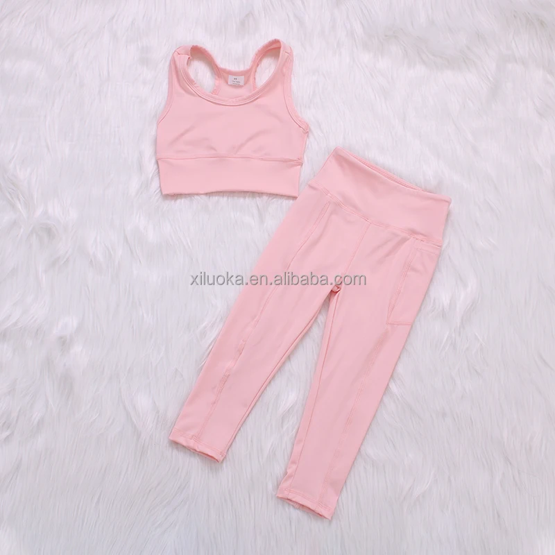 Fast Shipping Fitness Leggings Two Pieces Sportswear Nylon Spandex Girl Yoga Sets - Image 4