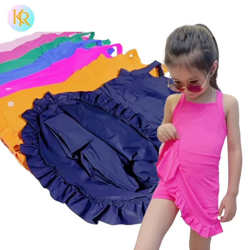 Recommend Kids Tennis Dress Toddler Girls Sports Active Skirt Summer Baby Girls Custom Color Sleeveless Fitness Yoga Dress