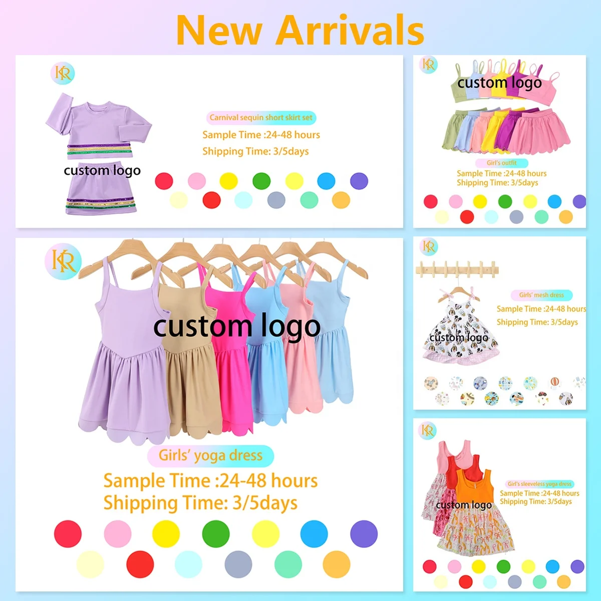 Kerui Girls Athletic Wear Custom Printed Summer Sleeveless Girls Yoga 2 Pieces Sets Custom 2-in-1 Skirts Running Fitness Suit - Image 2