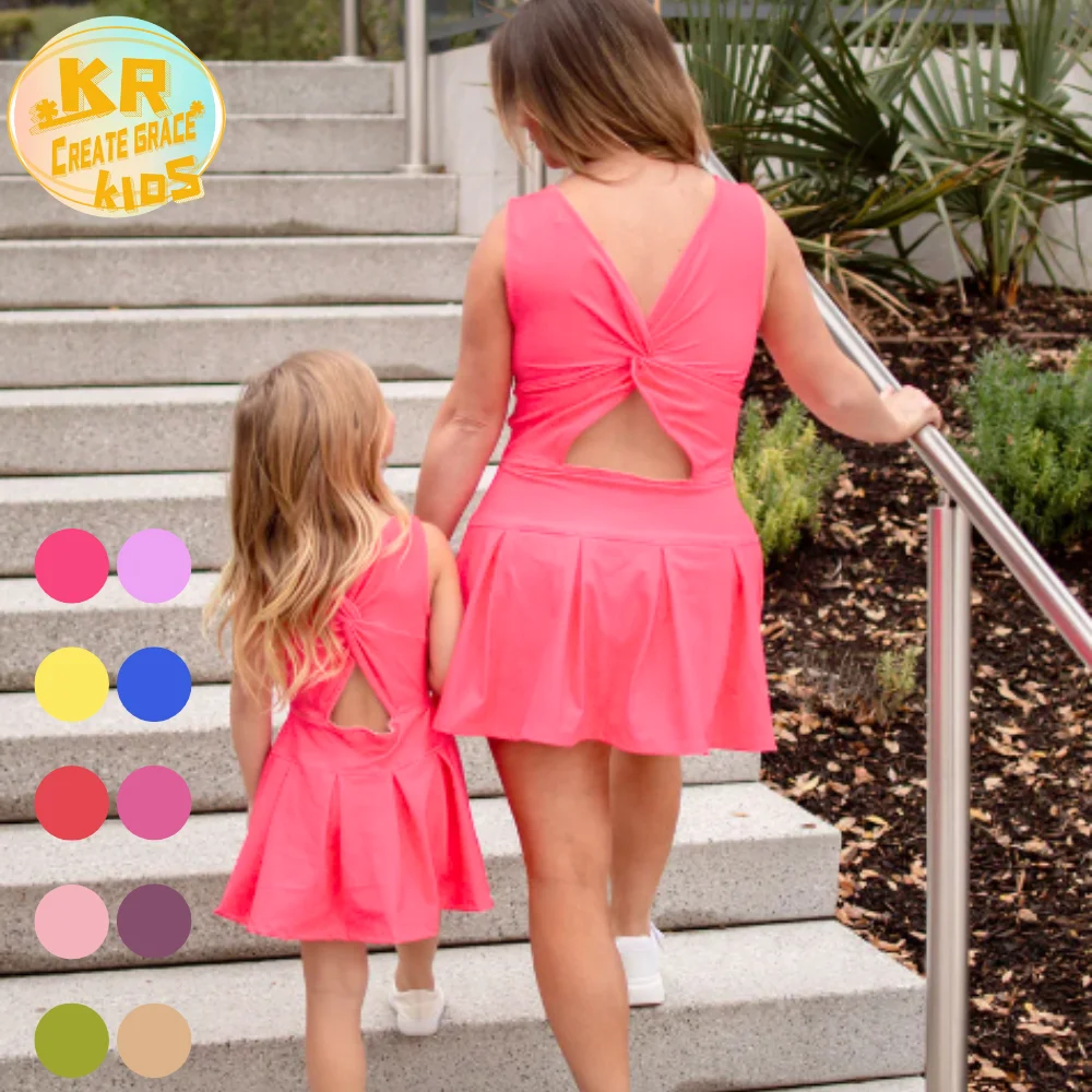 KERUI 2025 Newest Design Baby Girls Golf Tennis Dress Kids Breathable Dress Toddlers Sleeveless Nylon Dress with Inner Pocket