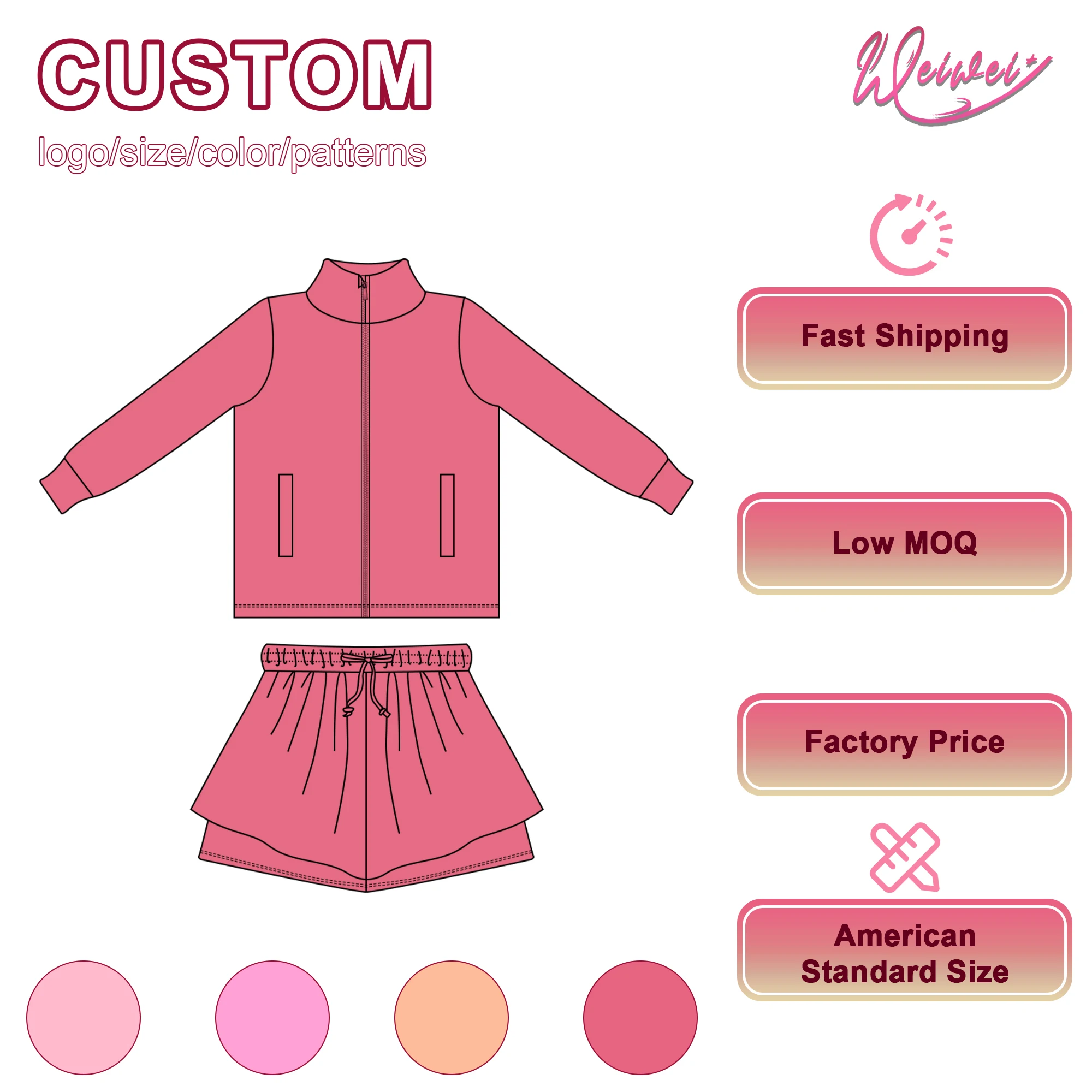 WEIWEI Girls Yoga Outfit Long Sleeve Zip Jacket & High Waist Leggings Set | Breathable Fitness Wear for Kids Sportswear