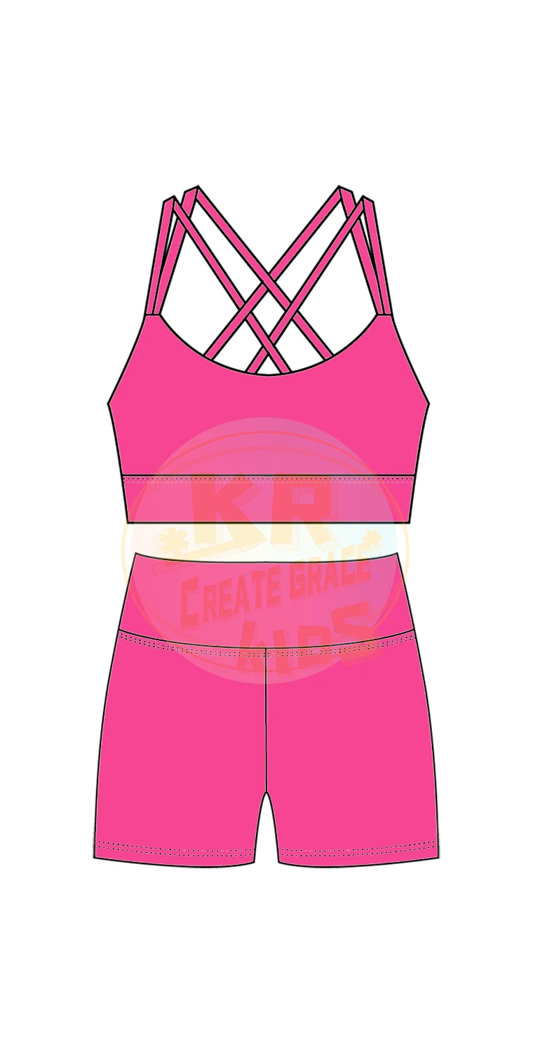 New Fashion Workout Sets Matching Yoga Outfits Bras Shorts 2 Piece Backless Yoga Sports Vest Shorts Sets for Kids - Image 6