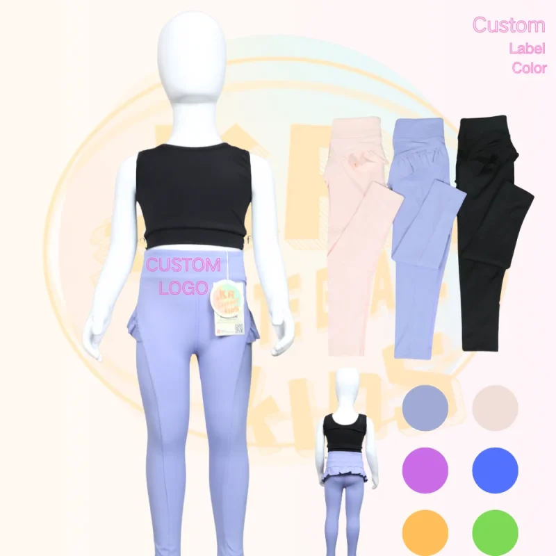 KERUI Girls Dance Sports Pants Kids High Waist Tennis Yoga Leggings Pants Cheap Long Girls Wearing Athletic Yoga Trousers