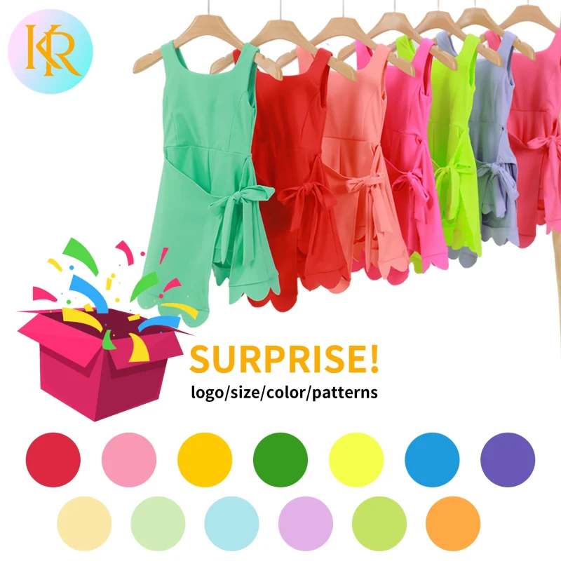 Kerui New Arrival Toddler Girls Yoga Dresses Surprise Box Solid Gilr Trimmed Yoga Summer Sleeveless Golf Dress