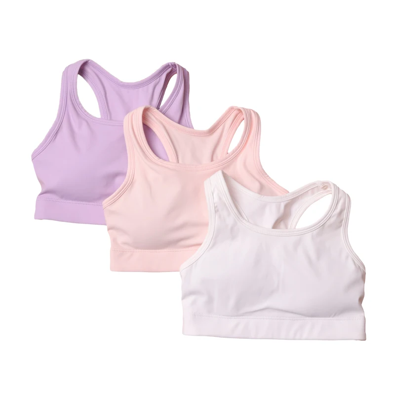 Custom Logo Girls Sports Butterluxe Training Bra  Strappy Sports Bra Scoop Neck Yoga Bra for Teens Comfort Dance Crop Top