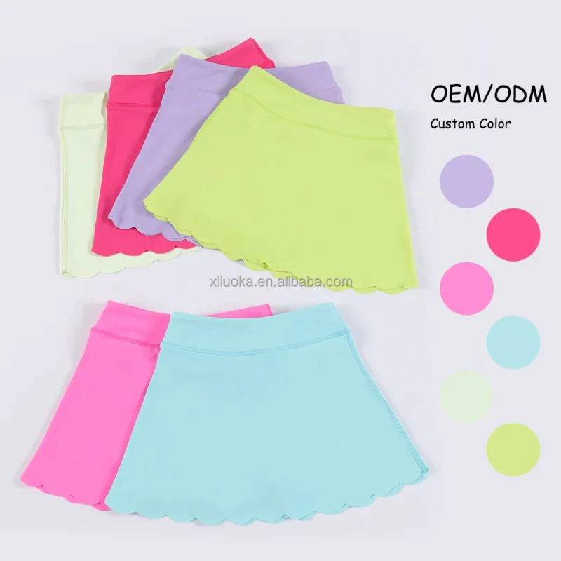Customized Color High Quality Girls Yoga Fitness Skirt Wave Line High Waist Outdoor Sports Skirt