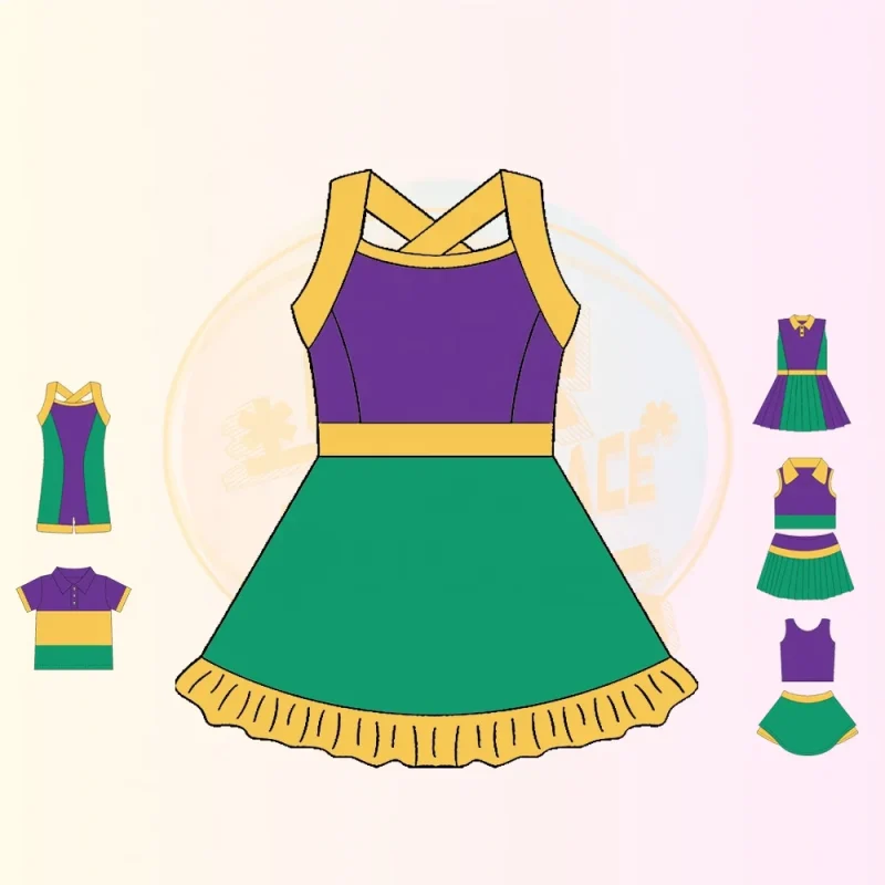 Carnival Theme Design Mardi Gras Apparel Athletic Gym Activewear Set Children's Wear Print Yoga Training Dance Sports Suit