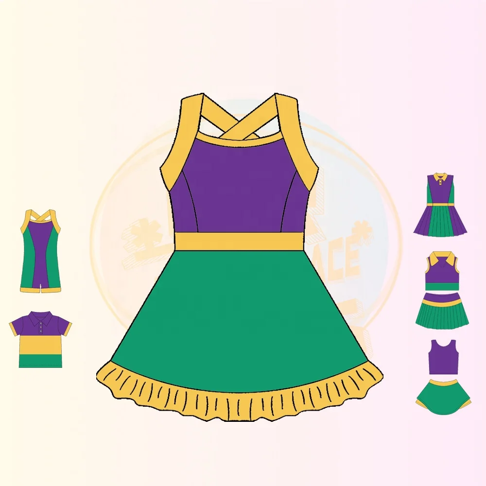 Carnival Theme Design Mardi Gras Apparel Athletic Gym Activewear Set Children's Wear Print Yoga Training Dance Sports Suit