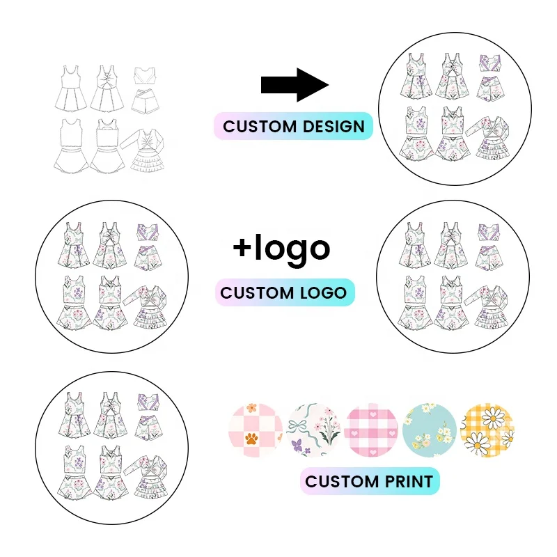 Kerui Girls Sports Custom Pattern Kid Gym Fitness Short Girls Summer Kids Yoga Set Girls Summer Dresses - Image 4