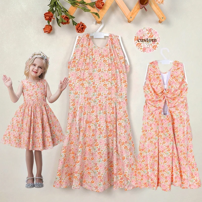 KERUI Kids Dress Clothing Manufacturer Active Wear Girls Sleeveless Nylon Dress Toddler Girls Sports Flower Print Yoga Dress