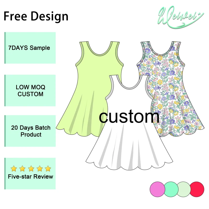 WEIWEI Bamboo Active Wear for Kids Yoga - Custom Color Logo Printing Dress