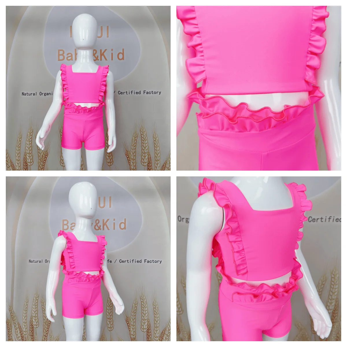 Front zip yoga bra for kids in vibrant colors, designed for comfort and flexibility. Ideal for B2B wholesale apparel buyers.