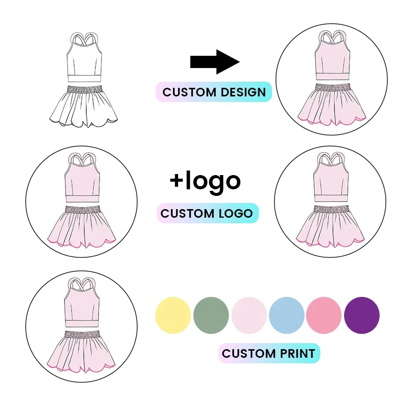 Kerui Girls Athletic Wear Summer Yoga Set High Stretch Cross Sleeveless Top Skirt Built in Shorts Yoga Fitness Set - Image 3