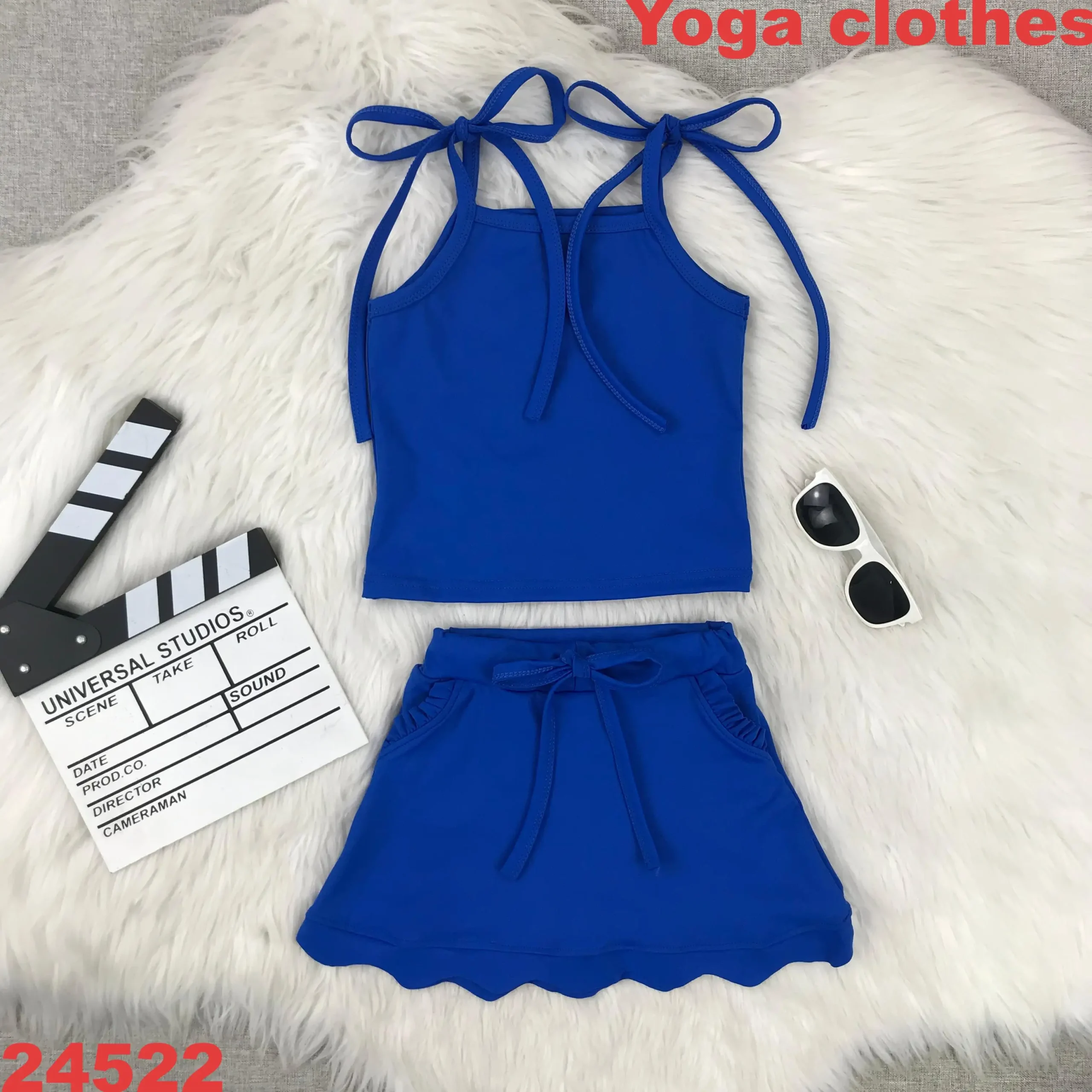 Custom Toddler Girls Sports Yoga Skirt Sets Spaghetti Strap Top Princess Pattern Comfortable Fabric Solid Color Package Clothes - Image 5