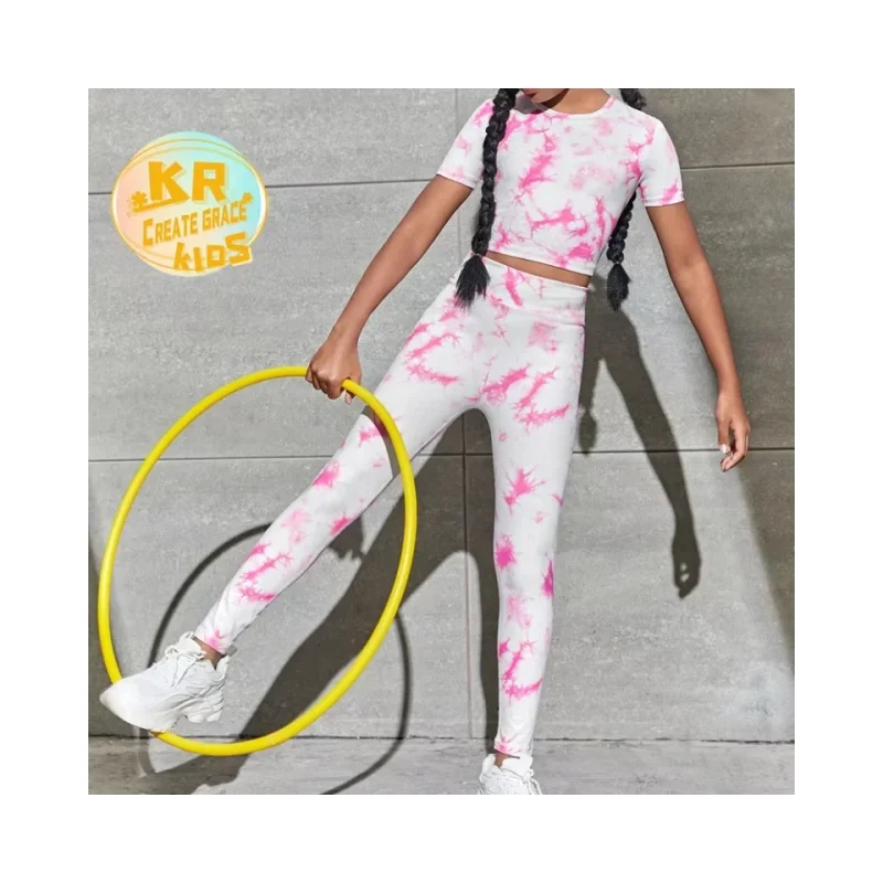 Luxurious Workout Clothing Breathable Cute Baby Comfort Fabric Yoga Sets Girls Fitness Dance Tennis Sportswear for Children