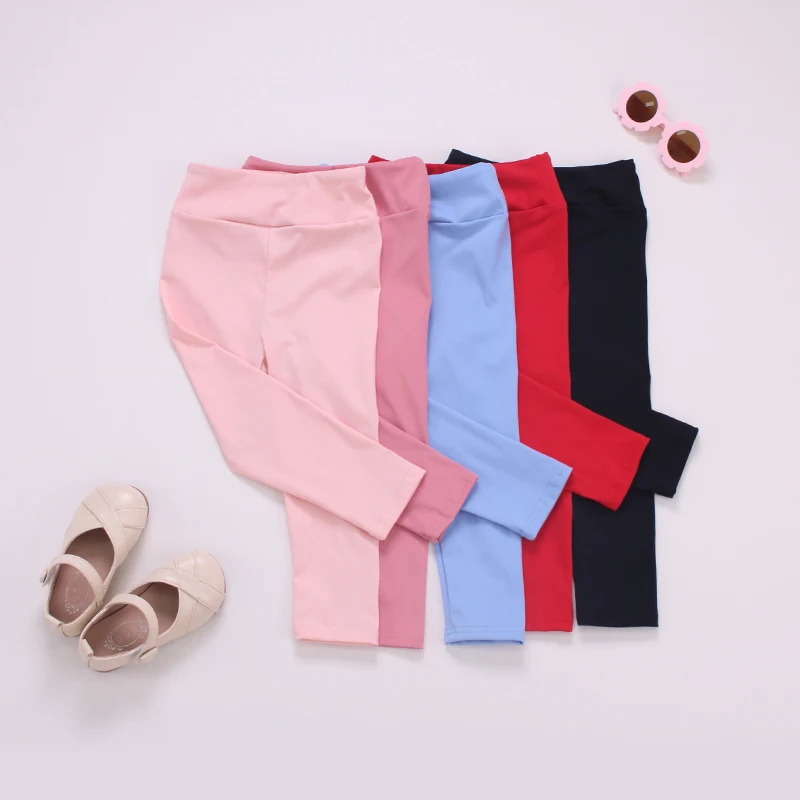 OEM/ODM Girls' Solid Leggings Legging Polyester/spandex Legging Lembut Untuk Anak Perempuan - Image 3