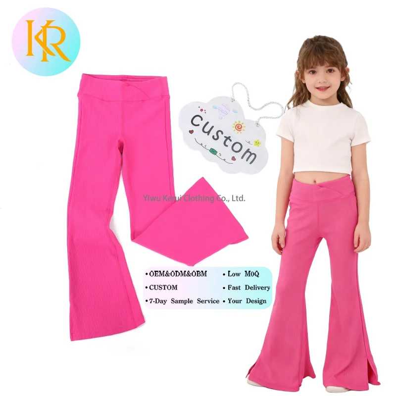 Kerui High Waist Flared Butt Lifting Yoga Pants Seamless Breathable Summer Dance Leggings Comfortable for Kid Girl