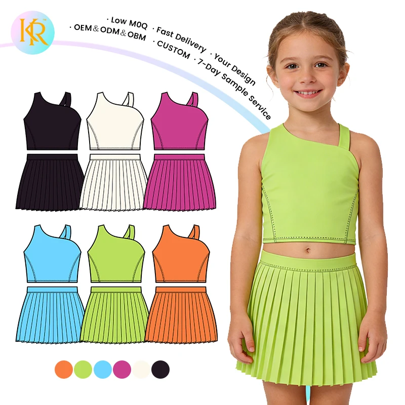 Kerui Custom Kids Yoga Set Gym Fitness & Yoga Wear Girls Sportswear Tennis Skirt Clothing Sets Girls Athletic Wear