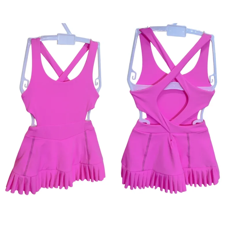 Factory Custom Kids Girls Sleeveless Athletic Tennis Exercise Golf Dresses Sports Dresses with Shorts Golf Workout Dress